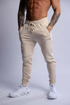 men's tailored beige joggers