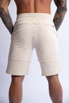 beige slim fit cotton shorts for men