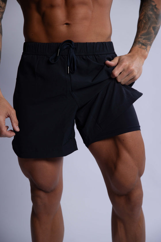 men's black compression training shorts polyester quick dry