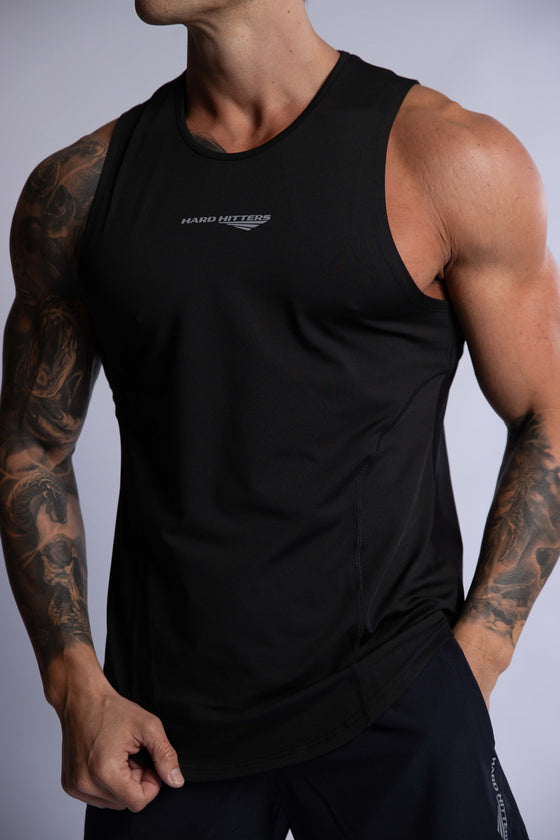 men's black muscle fitted tank top sportwear