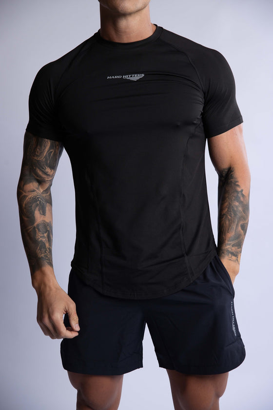men's black training top fitted