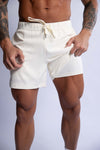 men's white compression jogging short zip pockets
