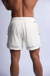 men;s white reflector running shorts