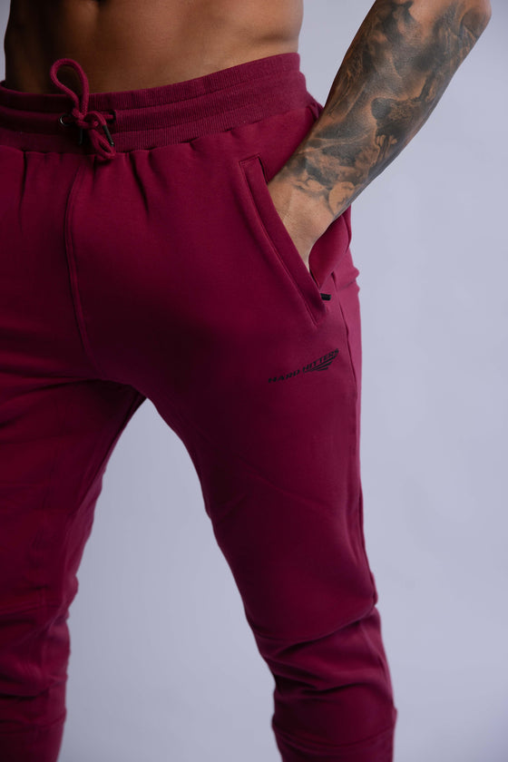 men's burgundy red tailored joggers