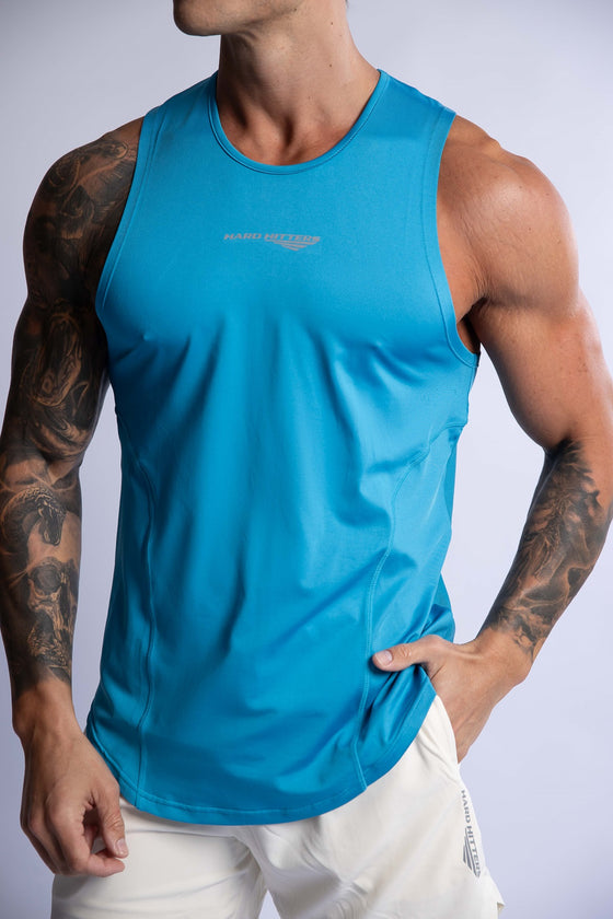 blue muscle tank singlet for men
