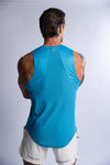 bright blue fitted tank top for men