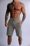 army green cotton long shorts for men